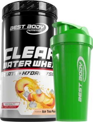Produktbild von Best Body Nutrition - Clear Water Whey Isolate - Ice Tea Peach - 450 g Dose + Shaker