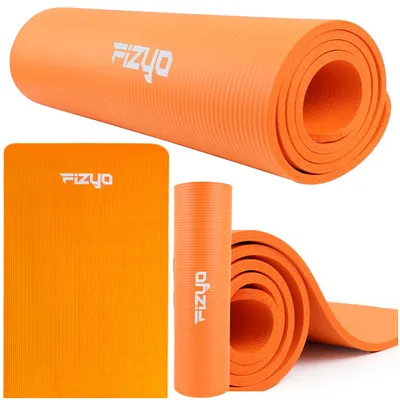 Zdjęcie produktu dla Mata do Ćwiczeń Jogi Pilatesu Fizyo Antypoślizgowa Gimnastyczna Karimata NBR Fitness 183x61x1 cm – Gruba 10mm - Pomarańczowa