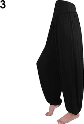 Produktbild von Damen lange Hosen Bauchtanz Boho Sports Wide Hose Schwarz XXL