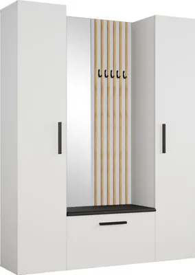 Produktbild von Masseno Garderobe-Set MODULO 160,6/204/40 cm Modern Garderobenschrank Weiß