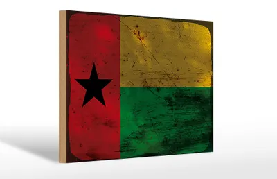 Produktbild von Holzschild Flagge Guinea-Bissau 30x20cm Guinea Rost