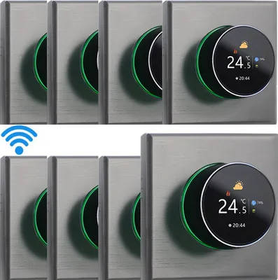 Produktbild von 8X WIFI Smart Thermostat, Digital LCD Raumthermostat Farbbildschirm Wandthermostat Fussbodenheizung fuer 3A Warmwasserbereitung mit Hintergrundbeleuchtung/Temperatur/Sensor/Zeittemperaturkalibrierung,Grau
