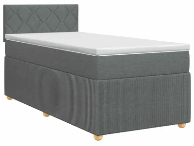Image de vidaXL Lit boxspring avec matelas gris foncé 90 x 200 cm Tissu