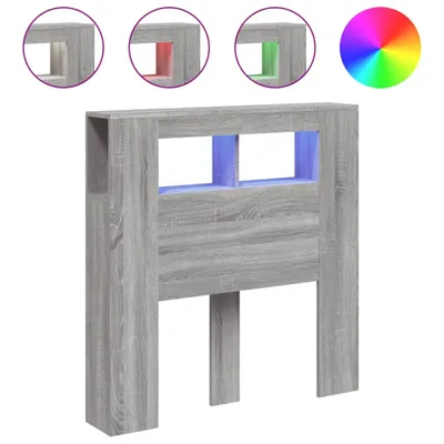 Image de vidaXL Tête de lit LED Gris Sonoma 100x18,5x103,5 cm Bois composite