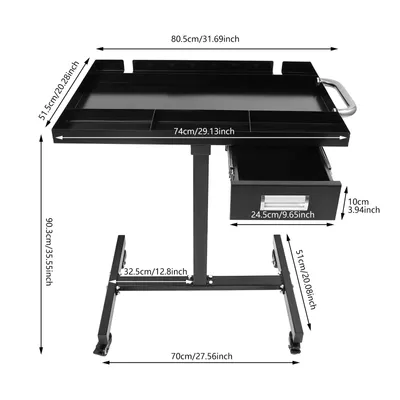 Produktbild von Rollende Werkzeugablage mit Rädern schwarz Arbeitstisch mit Schublade max 100 kg   für Garage, Werkstatt