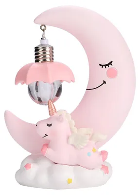 Produktbild von Niedliche Cartoon-Mond-förmige Nachtlampe, Heimdekoration, Geburtstagsgeschenk (Rosa)