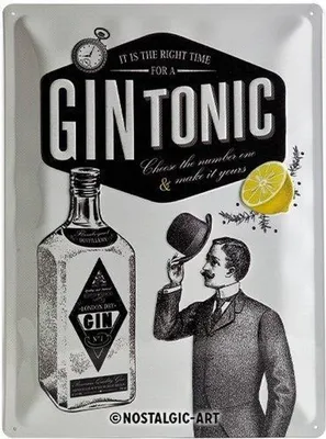 Produktbild von Nostalgic-Art - Blechschild 30 x 40 cm - Open Bar - Gin Tonic