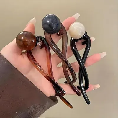 Produktbild von Set aus 3 Vintage-Haarspangen mit Perlen, französische Twist-Bananen-Clips mit rutschfestem Halt für Pferdeschwanz und Dutt