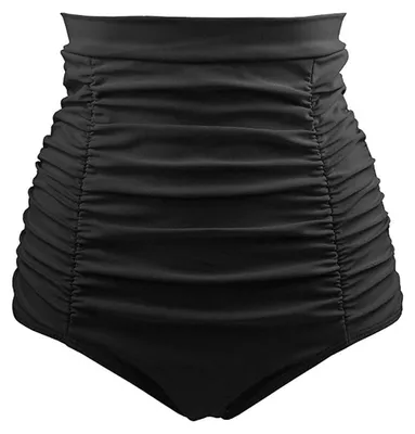 Productafbeelding van LA ORCHID Retro dames bikini broekje, hoge taille, zwart, geschikt voor het camoufleren van de buik