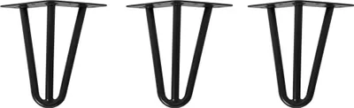 Produktbild von Natural Goods Berlin HAIRPIN Legs, Haarnadelbeine, Möbelfüße, Tischbeine, Schwarz, 15 cm, 3 Streben, 3 Stück