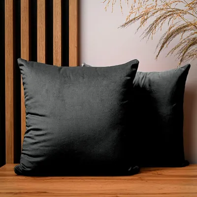 Obrázok produktu pre MG Design, dvojica vankúšových poťahov, 40 x 40 cm, čierna farba – so zipsom, jemná a hladká s jemným leskom, ľahká údržba a dlhá životnosť