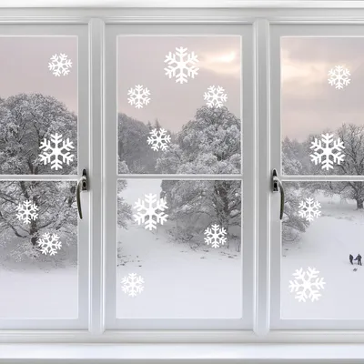 Produktbild von Elektrostatische Schneeflockenaufkleber – Weihnachtsfensteraufkleber – Festtagsdekoration