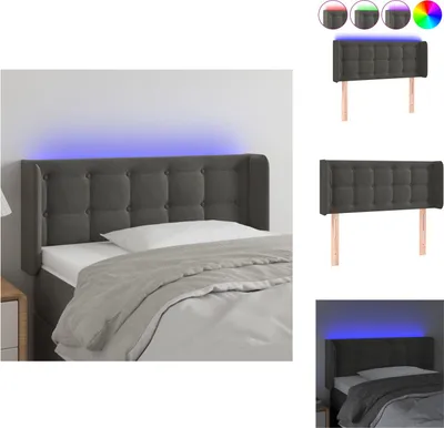 Produktbild von vidaXL LED Kopfteil Dunkelgrau 93x16x78/88 cm Samt -  Kopf- & Fußenden