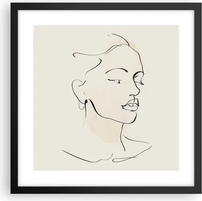 Produktbild von Gerahmtes Poster - Schwarzer Rahmen - Frau Zeichnung Linie - 40x40 cm - Wand Bild - Wanddeko - Wandbilder - Kunstposter - Wandposter - Bilderrahmen - Bilder - Kunstdruck - P2BAC40x40-5046
