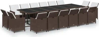 Obrázek produktu pro vidaXL 17dílný zahradní jídelní set s polštáři Poly ratan hnědý