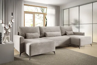 Produktbild von Ecksofa in U-Form ANTONIO LOFT U 382 x 148 cm, Wohnlandschaft mit Schlaffunktion & Bettkästen, Eckarniutur, Cordbezug in Cappuccino