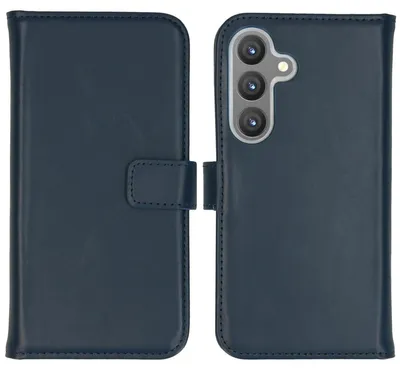 Imagen del producto de Funda de Cuero Auténtico tipo Libro para Samsung Galaxy S24 - Azul oscuro
