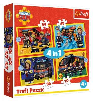 Produktbild von Puzzle - 4-in-1 (35, 48, 54, 70) - Feuerwehrmann im Einsatz - Fireman Sam - Trefl 34348