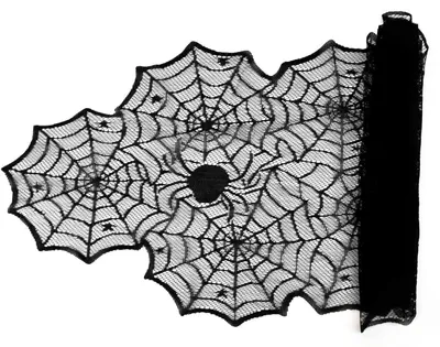 Produktbild von Halloween Tischläufer Spinnennetz Schwarz 183x45 cm Polyester