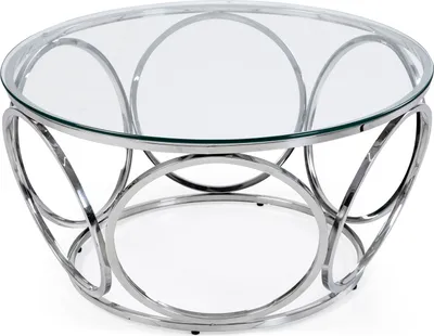 Produktbild von SalesFever Couchtisch rund Ø 80 cm | Klarglasplatte 8 mm stark | Edelstahl-Gestell silbern | B 80 x T 80 x H 40 cm | silbern