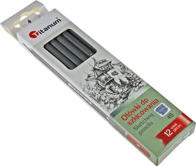 Zdjęcie produktu dla Ołówki do szkicowania szare 12 szt 4B Titanum