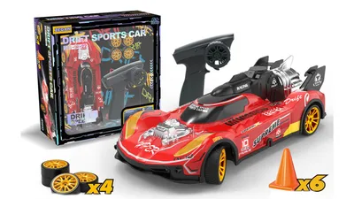 Produktbild von RC-Auto RC-Drift-Auto im Maßstab 1:18, Allradantrieb, 2,4 GHz, 15km/h, Rennsport-Spielzeugauto mit LED-Leuchten, Renn- und Drifträder