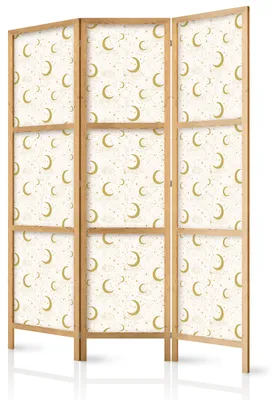 Immagine prodotto di Pannello divisorio giapponese, 3 ante, pieghevole, realizzato in tessuto non tessuto di alta qualità, motivo "Mondi e stelle", ideale per l'ufficio, dimensioni 135 cm x 172 cm