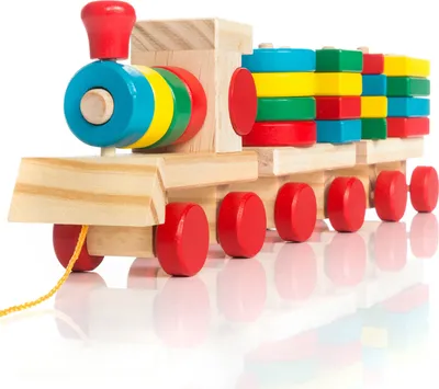 Produktbild von all Kids United Holzeisenbahn Spielzeug Eisenbahn aus Holz für Kinder Motorikspielzeug Steckzug Holzspielzeug Set Geschenk ab 3 Jahren