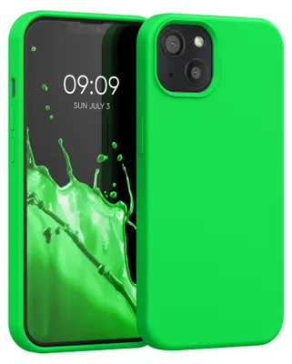 Produktbild von kwmobile Handyhülle für iPhone 13 Hülle, für iPhone 13 Case - Hülle Silikon - kabelloses Laden - Neon Grün