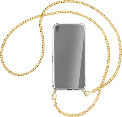 Produktbild von Handykette Backcover-Schutzhülle mit Band (Metall goldfarben) für Sony Xperia XA Ultra - goldfarbene Kette