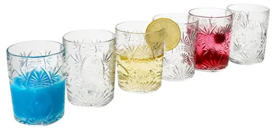 Zdjęcie produktu dla 6x szklanka do whisky Starla 280 ml przezroczysta szklanka do wody z reliefem