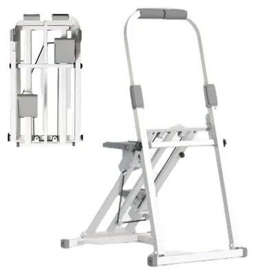 Image de Appareil d'escalade vertical - Stepper pour entraînement à domicile - Réglable - Pliable - Entraînement du corps entier et des jambes - Blanc