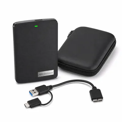 Produktbild von Externe Festplatte 250 GB HDD 2,5 Zoll USB 3.0 für PC Laptop Mac PS4 PS5 TV mit USB-A/USB-C Adapter & Schutztasche, KI-generiertes Bild