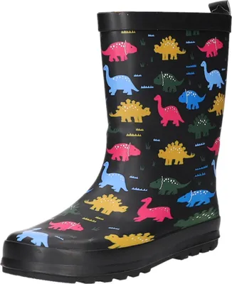 Produktbild von Sneakers Kinder-Gummistiefel Dinosaurier-Motiv Schwarz-Mehrfarbig, Farbe:schwarz, EU Größe:27