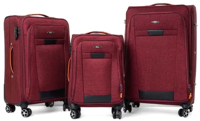 Produktbild von RGL S-030 Kofferset Reisekofferset Stoff 3in1 Koffer Set 3tlg XXL XL L Farbe: Dunkel Rot