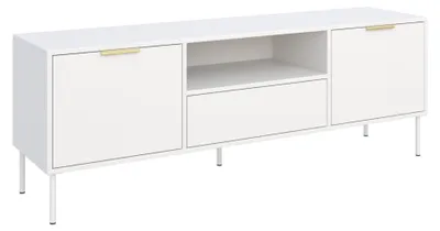 Obrázok produktu pre Selsey Vena – Nízka TV komoda s 2 dvierkami, zásuvkou a policou, biela, 160 cm