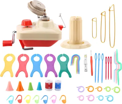 Produktbild von Strickwollwickler-Set mit Wicklerstift, Zähler, Zollmesser und Webwerkzeugsatz