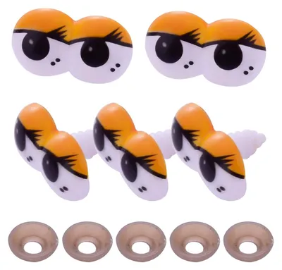 5 Sicherheits-Augen Cartoon Comic Manga für Puppen Kuscheltiere Teddies Amigurumies 15 x 25 mm