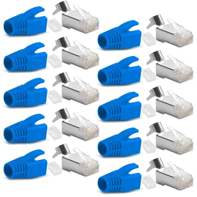 Produktbild von 10x Netzwerkstecker CAT 7 6A RJ45 LAN Netzwerk Crimp Stecker vergoldete Kontakte