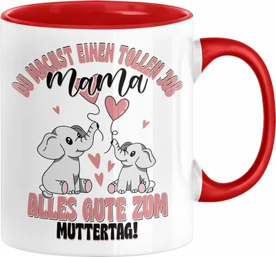 Produktbild von Muttertag Tasse Geschenk Du Machst Einen Tollen Job Alles Gute Zum Muttertag Geschenkidee von Tochter an Mutter Mama Kaffee-Becher (Rot)