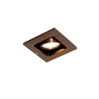 Produktbild von QAZQA - Modern Moderner Einbaustrahler dunkelbronze verstellbar - Qure I Wohnzimmer I Schlafzimmer - Aluminium Quadratisch - LED geeignet GU10