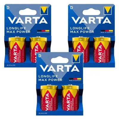 Image de 6 piles R-20 (R20 D) 1,5 V alcalines Varta Longlife Max Power
