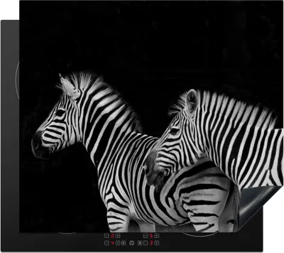 Produktbild von KitchenYeah© Herdabdeckplatte Zebra - Weiß - Tiere - Schwarz , 57x51cm, Küche Deko, Glaskeramikkochfeld Herdabdeckung, Abdeckplatte fùr Kochfeld