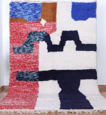 Obrázek produktu pro Uniqoos® Azilal, koberec s vysokým vlasem, 260 x 160 cm – ručně tkaný v Maroku, 100% vlna, barevný a jedinečný, výška vlasu cca 3 cm – ideální do dětského pokoje