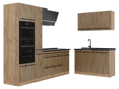 Productafbeelding van Hoekkeuken Vicco R-Line Artisanaal eiken/Goudkleurig Eiken 230 x 120 cm antraciet werkblad, Model 67485