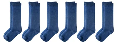 Productafbeelding van A. Essentials: Comfortabele kniehoogte sokken voor meisjes, gemaakt van katoen, casual stijl, set van 6