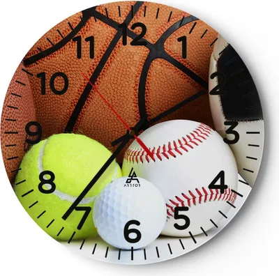 Produktbild von Wanduhr - Rund - Glasuhr - Fußball Ball Sport Golf - 30x30cm - Schleichendes Uhrwerk - Lautlos - zum Aufhängen bereit - Dekoration Modern - Wanddekoration aus Glas - C4AR30x30-2793