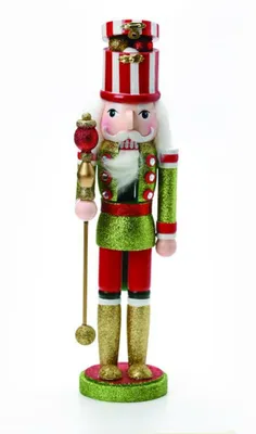 Obrázek produktu pro ACA Osvětlený louskáček s žezlem a zdobeným kloboukem, 38 cm, X143803