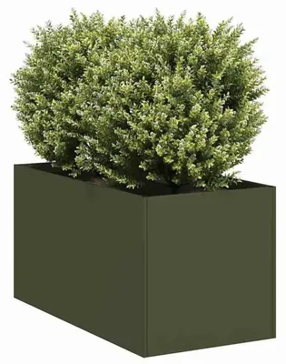 Obrázok produktu pre Kvetináč na záhradu – vyvýšený záhon, kvetináč z hliníka – s otvoreným dnom – vhodný na balkón a terasu – 40x80x40 cm – olivovo zelený