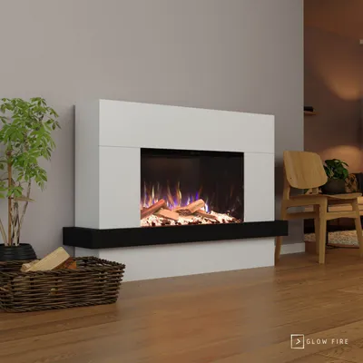 Produktbild von Glow Fire Elektrokamin 'PR9' in Weiss| LED Standkamin in weiß mit Heizung (1500 W) | HxBxT: 150x100x37cm